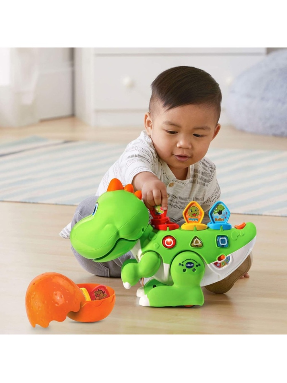 VTech Green Dino Learning Toy with Interactive Emotion Tokens - Picture 2 of 10